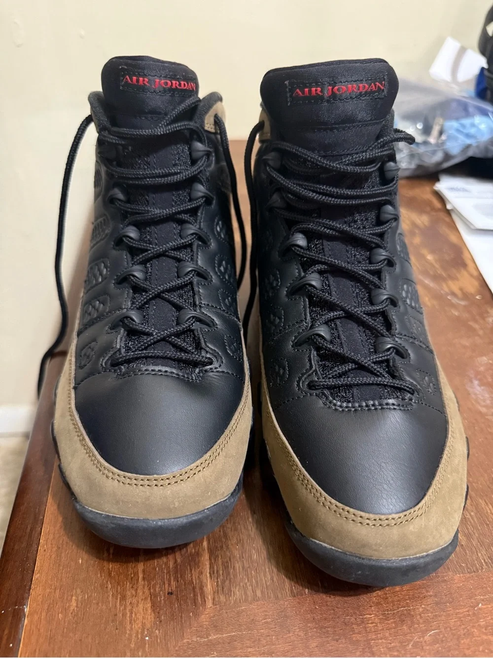 Jordan Men's High-Top Sneakers in Black, Olive, and Red